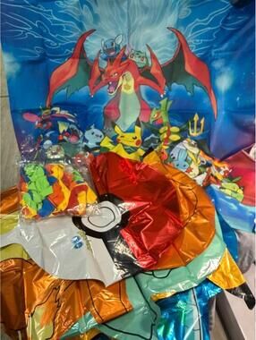 Pokémon Party Decorations Bundle – Balloons, Backdrop & Pokémon GO
